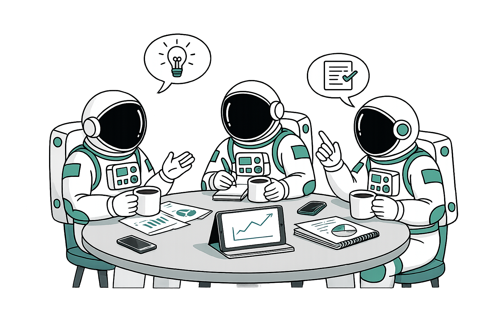 Astronauts discussing